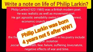 write note on life of philip Larkinstudystudio9077 [upl. by Enoch]