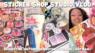 starting a sticker shop business studio vlog 3  Testing Waterproof Stickers Art Print Haul [upl. by Gipson]