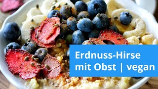 Gesundes Frühstück ErdnussHirsebrei mit Heidelbeeren und Banane vegan glutenfrei frühstücksidee [upl. by Fayina624]