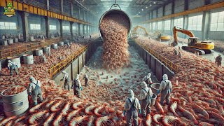 How Millions of Shrimp Are Caught amp Processed  Massive Shrimp Processing Factory [upl. by Attaymik]