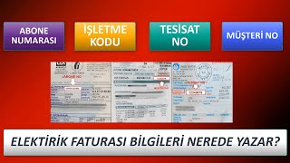 Elektrik Faturası  Abone No  Tesisat No  Müşteri No  Nerede Yazar [upl. by Ahsinar]