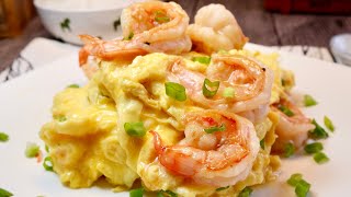 Secret Revealed Easiest Chinese Fluffy Scrambled Eggs w Shrimp 滑蛋炒虾仁 Cantonese Recipe No Milk [upl. by Atalya221]