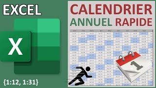 Calendrier annuel facile et rapide avec Excel [upl. by Asiram446]