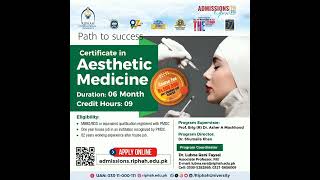 Riphah International University RIU IslamabadAdmissions in Certificate in Aesthetic Medicine [upl. by Albert]