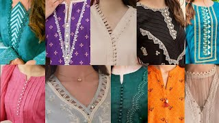 Trendy Neck Designing With Lace And Button For Eid New Lace Neck Designing 2024Hala Dress Ideas [upl. by Anirtac]