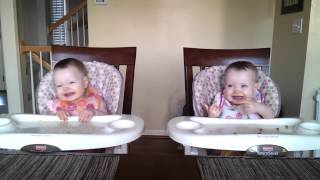 11 Month Old Twins Dancing to Daddys Guitar [upl. by Ahsinut]