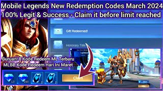 x8 Mobile Legends Redeem Codes March 10 2024  ML New Redemption Codes today  ML Aspirants 2024 [upl. by Ariait543]