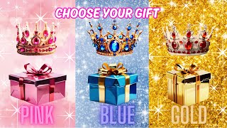 Choose YOUR Gift 3 Gift Box Challenge Pink Blue amp Gold edition [upl. by Irwinn]