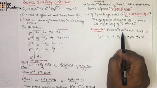 185 Rouths stability criterion and solved problems  EC Academy [upl. by Demmahum44]