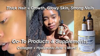 Hair Growth  Glowing Skin Products amp Supplements ft iHerb  hyaluronic acid retinol collagen [upl. by Leena]