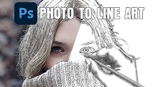 How To Convert A Photo to Line Art Drawing in Photoshop [upl. by Almeida124]