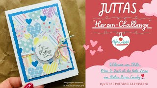 StampinUp Fahrt durch die Lüfte Restekarte  Juttas Herzen  Challenge mit meinem 6Gast Vivian [upl. by Olivia314]