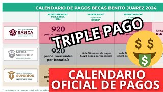 CALENDARIO OFICIAL de Pagos de las Becas Benito Juárez 2024 Triple Pago para Todos [upl. by Allen]