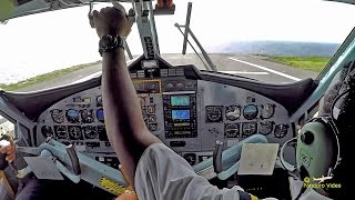 Winair Flight Saba to St Maarten Cockpit view Amazing Takeoff and Landing [upl. by Einahets]