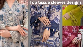 Top 40 organza sleeves design  sleeves designs with tissueorganza  tissue waly bazo design [upl. by Grizel681]