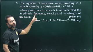 Pfp3 Wave numericals 11th from SL Arora The equation of a transverse wave travelling inna rope is [upl. by Dunaville]