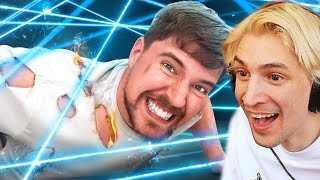 World’s Deadliest Laser Maze  xQc Reacts to MrBeast [upl. by Keffer76]