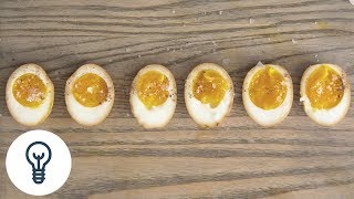 Momofukus Soy Sauce Eggs  Genius Recipes [upl. by Tobye]