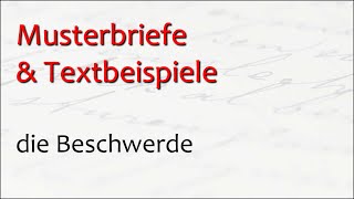 Beschwerde schreiben  3 praktische Beispiele [upl. by Tecil617]