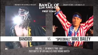 Bandido vs quotSpeedballquot Mike Bailey  PWG BOLA 2022  FULL MATCH [upl. by Lorain34]