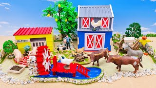 DIY Making Miniature Fun Cattle Farm  House for Pigs  Mini Water Wheel  Barn Farm Diorama [upl. by Flodnar372]