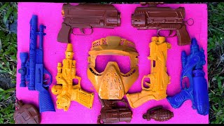 Cleaning Muddy Shotgun Toys AK47M16Coboy PistolMachine GunNinja Mask mister gun [upl. by Anovahs]