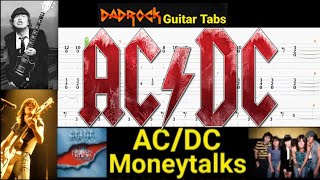 Moneytalks  ACDC  Guitar  Bass TABS Lesson [upl. by Neraa]