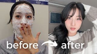 extreme glow up in korea 🇰🇷 glass hair nail art haircut amp color LED lashes laser skin treatments [upl. by Weingarten397]