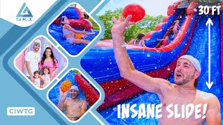 UNICORSE BIRTHDAY PARTY  INSANE TRICK SHOTS ON WATERSLIDE  KIDS GO DOWN SUPER TALL WATERSLIDE [upl. by Bbor]