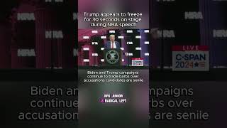 Trump appears to freeze for 30 seconds on stage during NRA speech Trump NRASpeech FreezeMoment [upl. by Heigl779]