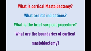 Cortical mastoidectomy  definition Indications steps of surgery Dr Krishna Koirala entdoctor [upl. by Annaehs]