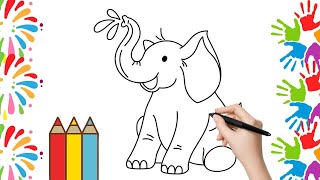 How to Draw a cute Elephant sketch  learn drawing  Drawing with ShifasCornervf1si [upl. by Geis]