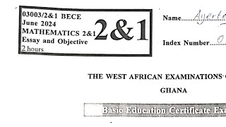 BECE 2024 Mathematics Paper 1 Questions and Answers [upl. by Redla854]