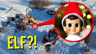 DRONE CATCHES ELF ON THE SHELF AT HAUNTED PARK HE ACTUALLY MOVED [upl. by Jereme145]