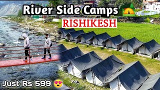 CAMPING in RISHIKESH 🏕️ River Side  Freedom OM Cafe  Market Review 😍 [upl. by Acirtal]