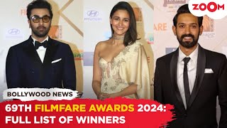 Filmfare Awards 2024 winners list Ranbir Kapoor Alia Bhatt 12th Fail win BIG at the event [upl. by Yerxa]