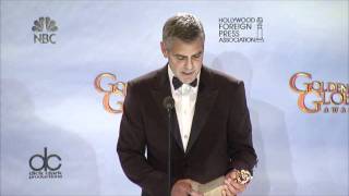 George Clooney  The Descendants  Pressroom  Golden Globes 2012 [upl. by Keel]