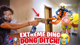 EXTREME DING DONG DITCH Part 11  COLLEGE EDITION GONE WRONG [upl. by Htrow]