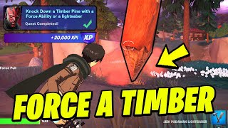 How to EASILY Knock Down a Timber Pine with a Force Ability or Lightsaber  Fortnite Star Wars Quest [upl. by Ahsoyem]