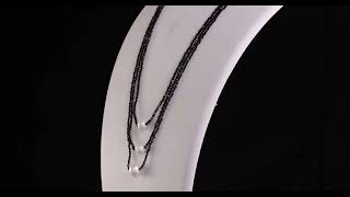 Freshwater Pearl amp Black Spinel Triple Row Necklace In Rhodium over Sterling Silver 6500ctw [upl. by Yracaz]