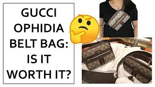 GUCCI OPHIDIA BELT BAG REVIEW  EVERYTHING THAT FITS AND MODELLING SHOTS [upl. by Ahtar]