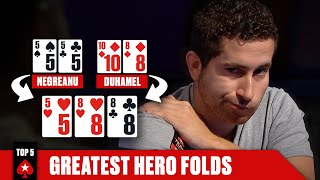 TOP 5 HERO FOLDS OF ALL TIME ♠️ Poker Top 5 ♠️ PokerStars [upl. by Nosimaj140]