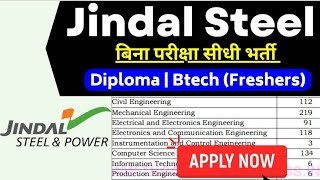 Jindal Steel Recruitment 2023 For Freshers  DiplomaBtechITI  Engineers Jobs  Jobs For Freshers [upl. by Aynot]