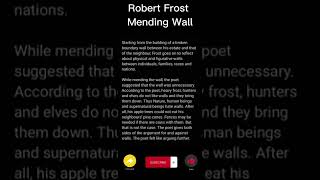 Robert Frost  Mending Wall  Critical Appreciaton  Themes  Important Questions of this Poem [upl. by Caesaria133]