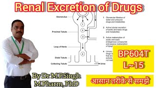 Renal Excretion of Drugs  Process  Biopharmaceutics amp Pharmacokinetic  BP604T  L15 [upl. by Patricia]