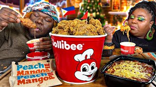 SMASHING JOLLIBEE FILIPINO FRIED CHICKEN FOR THE FIRST TIME  MUKBANG EATING SHOW [upl. by Dianemarie]