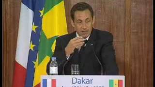 Discours de Dakar de Nicolas Sarkozy 26 juillet 2007 [upl. by Eedolem]