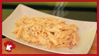 RECETA DE MACARRONES A LA CARBONARA con NATA  COMO HACER MACARRONES A LA CARBONARA con NATA [upl. by Ailongam]