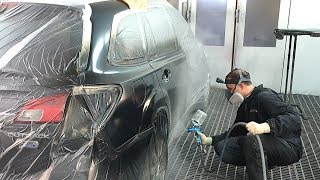 Painting car  High Gloss Clear coat Cromax CC6500  Blending clear  Black Mirror resulst  Iwata [upl. by Nalac]