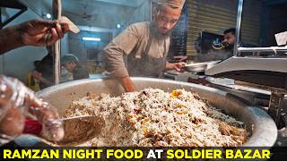 Soldier Bazar mai Sehri  Baghdadi Pulao Halwa Poori Lassi  Karachi Ramzan Street Food [upl. by Deaner736]